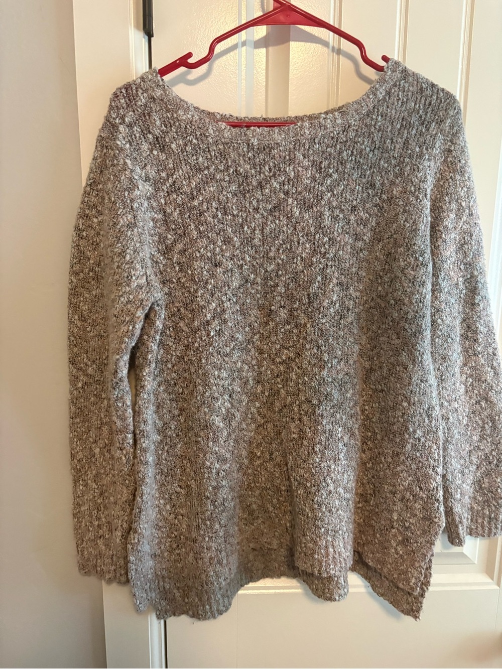 Cozy Textured Crewneck Sweater in Heather Gray